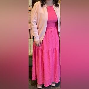 Pink Smocked Maxi Dress